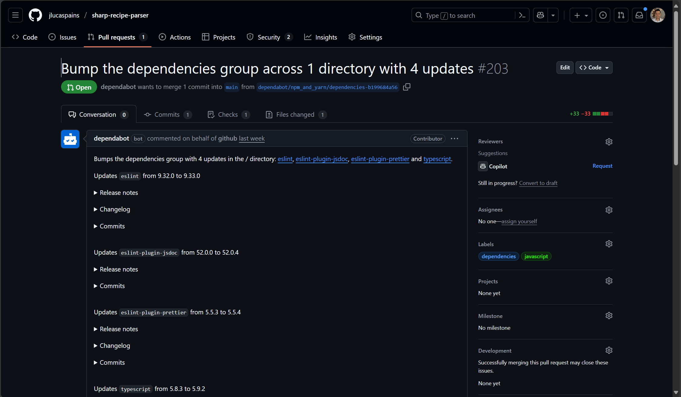 Dependabot example PR