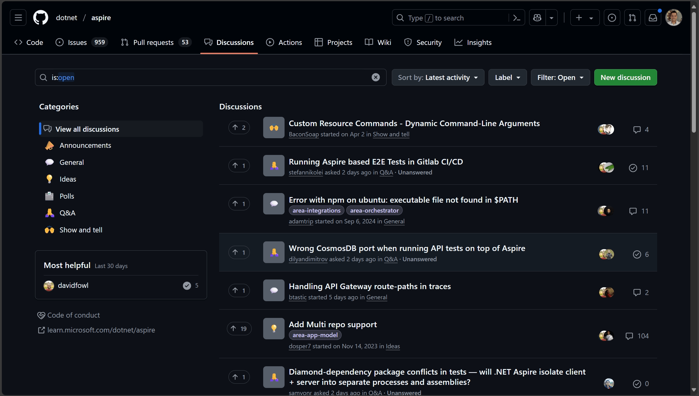 GitHub Discussions feature