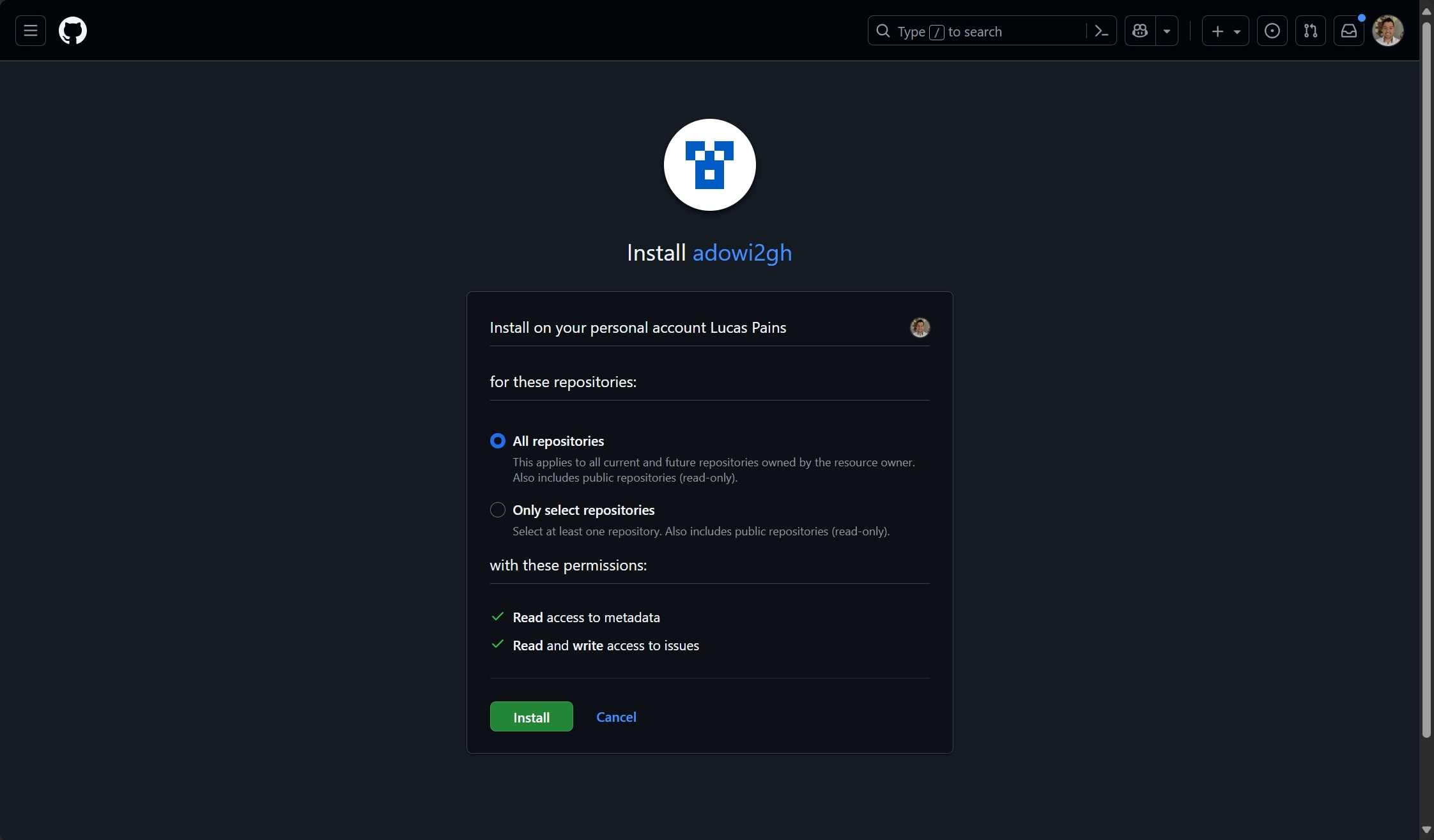 Installing the GitHub App