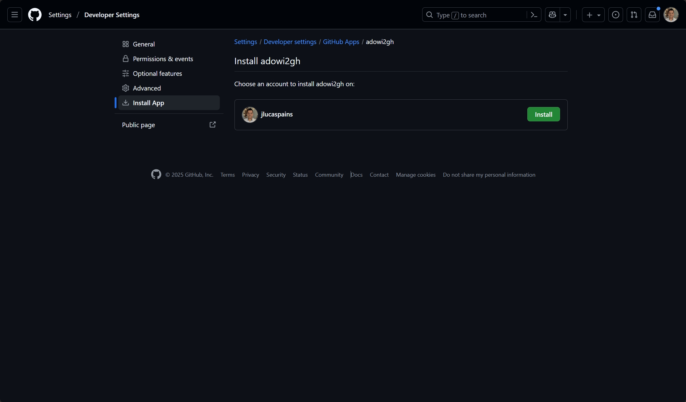Installing the GitHub App
