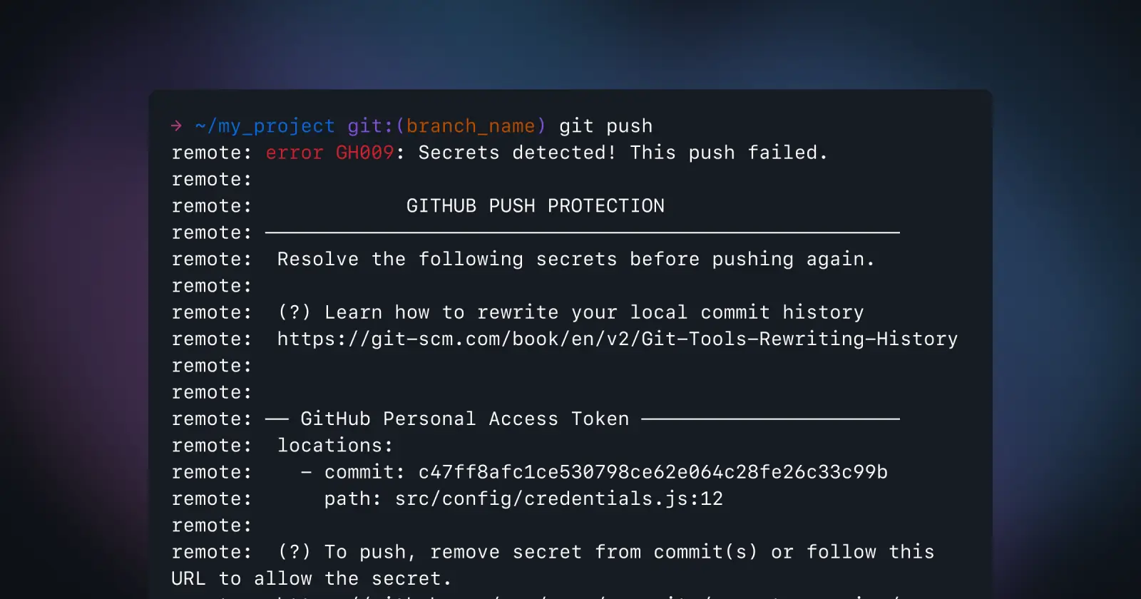 GitHub Push Protection Setting