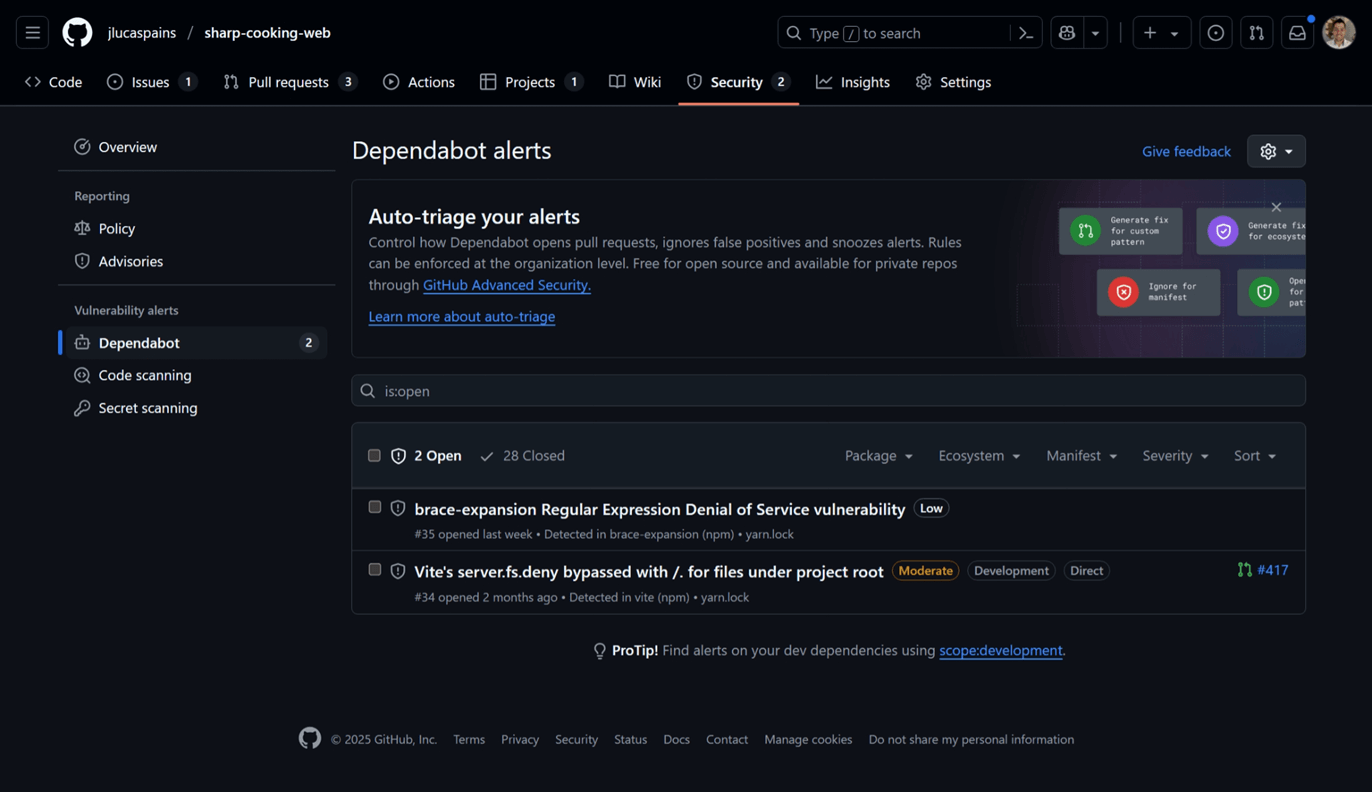 GitHub security features