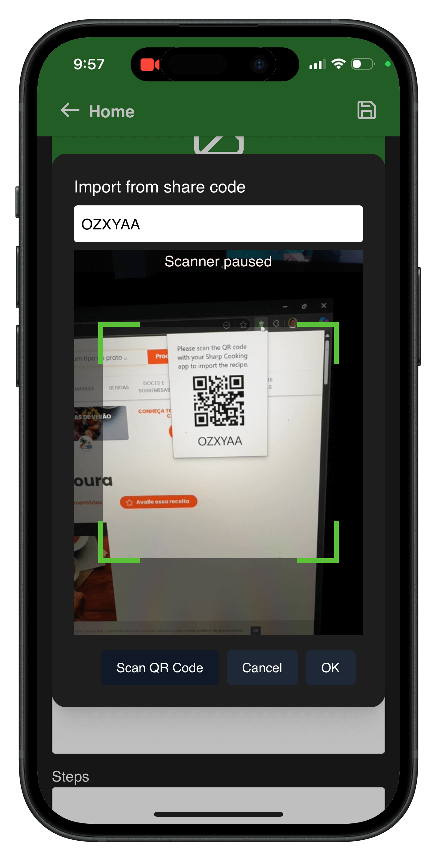 Use camera to scan code